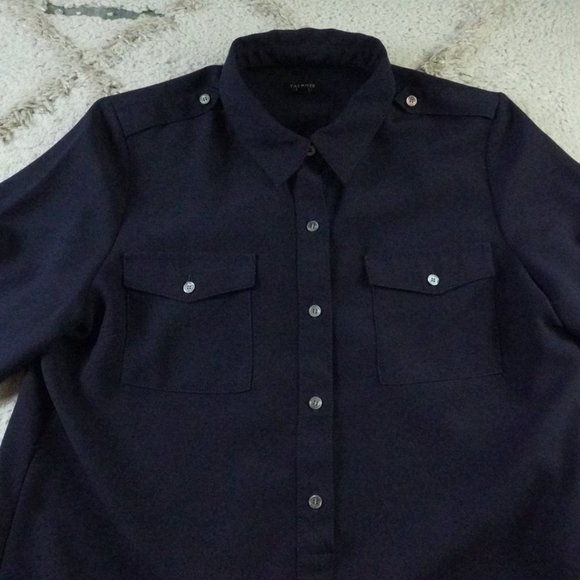 COPY - Talbots Midi Shirt Dress Womens 16 Blue Work Office Attire - Picture 3 of 13
